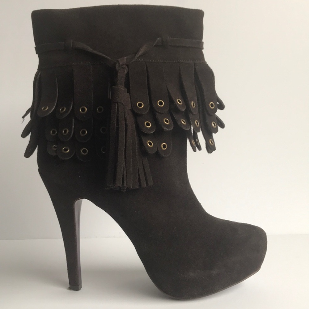 Mojo Moxy Suede Fringe Bootie 9m - image 3